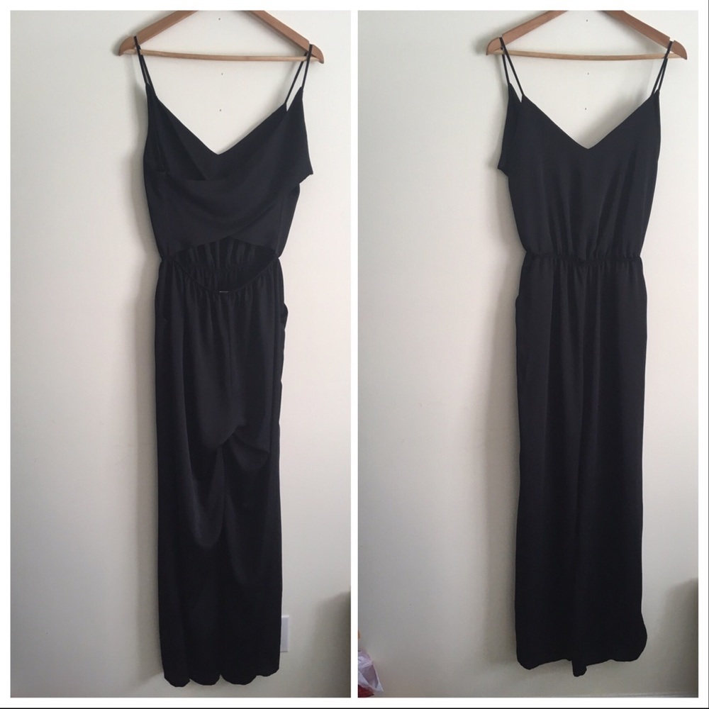 Beau Tissu | Black Jumpsuit Open Back Large